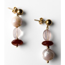 THEIA GemWorks Aten — Inci, Pembe Kuvars & Akik Küpe