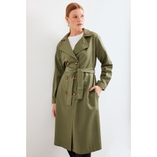 Melen Moda 5853 Kruvaze Yaka Trençkot - Haki