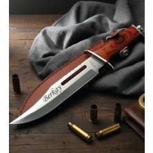 İşte Bu Kişiye Özel Isimli Isim Baskılı Rambo Bıçağı 32 cm Ahşap Metal Saplı Perçinli