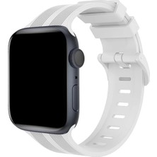 Lims Store Newface Apple Watch 38MM KR408 Çizgili Silikon Kordon - Beyaz