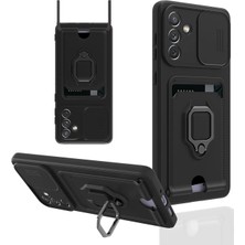 Lims Store Newface Samsung Galaxy A04S Kılıf Zuma Kartvizitli Yüzüklü Silikon - Siyah