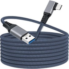 Oculus ile Uyumlu Link Kablosu 6mt, 5gbps USB Hızlı Veri Aktarımı, Hızlı Şarj Usb-C, 2 Uyumlu (Usb To Type-C)