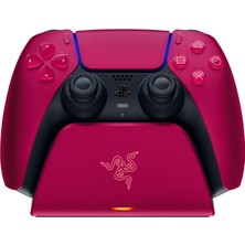 Charging Stand - Hızlı Şarj Istasyonu Ps5 Dualsense Kablosuz Kumanda Için (Kavisli Kabuk Tasarımı, Tek Elle Çalıştırma, USB Şarjı) Kozmik Kırmızı