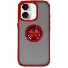 Evolvera Iphone 16 Kılıf Montreal Yüzüklü Silikon Kapak - Kırmızı