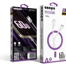 Uyumlu Pro Örgülü Kablo Type-C To Type-C Şarj ve Data Kablosu 60W - I15 | 3.4A Hızlı Şarj | 1m Uzunluk | Şık Beyaz Tasarım | Slikon Örgülü