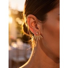 MonCherietr Sun Zirkon Taşlı Altın Kaplama Küpe