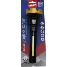 Nargo BÜYÜK=24CM 2in1= Osl LED - Cob LED USB Şarjlı El Feneri 3-Kademe Işık - Flaşör Şarj Gösterge