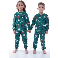 Alkın Kids 3-8 Yaş Kız-Erkek Çocuk (Unısex) Yılbaşı Temalı %100 Pamuklu Süprem Kumaş Uzun Kollu Pijama Takımı