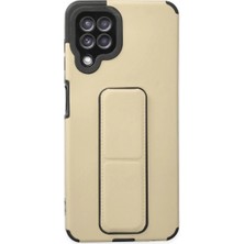 Evolvera Samsung Galaxy A22 Kılıf Mega Standlı Silikon - Gold