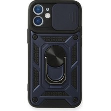 Evolvera Iphone 12 Mini Kılıf Pars Lens Yüzüklü Silikon - Lacivert