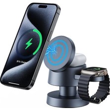 Manyetik 4’ü 1 Arada Şarj Istasyonu – Telefon, Saat, Kulaklık ve Gece Lambası Özelliğiyle Şık ve Pratik Tasarım, Hızlı Şarj, Uyumlu Stand