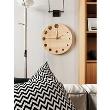 Wooden Studio Modern Ahşap Duvar Saati, Ofis Saati, Salon Duvar Saati, Büyük Duvar Saati, Mutfak Duvar Saati