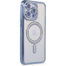 Evolvera Iphone 14 Pro Max Kılıf Joke Simli Magneticsafe Kılıf - Mavi