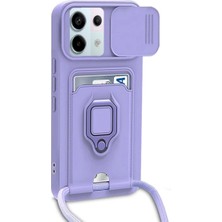 Evolvera Xiaomi Redmi Note 13 Pro 5g Kılıf Zuma Kartvizitli Yüzüklü Silikon - Lila