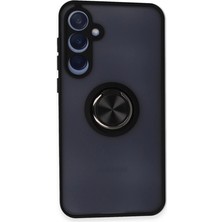 Evolvera Samsung Galaxy A35 5g Kılıf Montreal Yüzüklü Silikon Kapak - Siyah