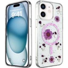 Evolvera Iphone 12 Kılıf Daisy Simli Magsafe Kapak - Mor