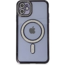 Evolvera Iphone 11 Kılıf Joke Simli Magneticsafe Kılıf - Siyah