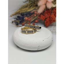 Tuel Gold Detaylı Zirkon Taşlı Halka Çelik Küpe