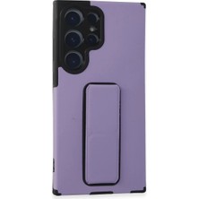 Evolvera Samsung Galaxy S23 Ultra Kılıf Mega Standlı Silikon - Lila