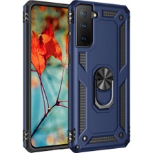 Evolvera Samsung Galaxy S21 Kılıf Sofya Yüzüklü Silikon Kapak - Lacivert