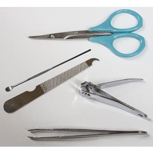 Promosyonca Manikür Seti, 5 Parça, Tırnak Makası, Törpü, Tırnak Pensi, Cımbız, Makas (Mor)