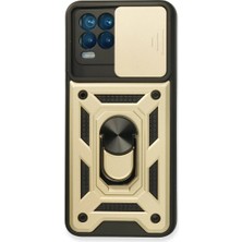 Evolvera Realme 8 Kılıf Pars Lens Yüzüklü Silikon - Gold