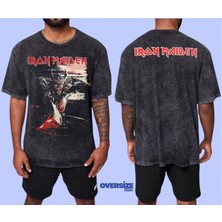 Iron Maiden Yıkamalı Over Size Tişört M