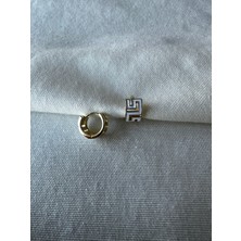 Luckyb Store Gold Beyaz Detaylı Xuping Halka Küpe