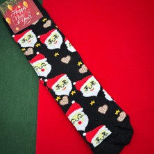 Mare Accessories Siyah Noel Baba Desenli Yılbaşı Çorabı