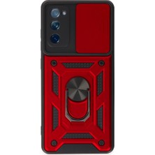 Evolvera Samsung Galaxy S20 Fe Kılıf Pars Lens Yüzüklü Silikon - Kırmızı