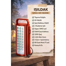 24 Ledli 80 Saat Akülü Şarjlı Işıldak USB Şarj Çıkışlı Renkli