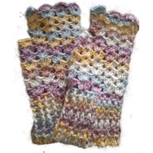 El@Ma El Örgüsü Etnik Karışık Renkli Yarım Parmak Eldiven