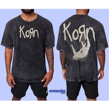 Korn Yıkamalı Over Size Tişört L