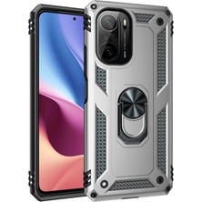 Evolvera Xiaomi Poco F3 Kılıf Sofya Yüzüklü Silikon Kapak - Gümüş