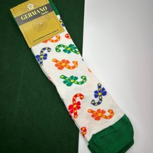 Germano Renkli Baston Şeker Desenli Beyaz Yılbaşı Çorabı