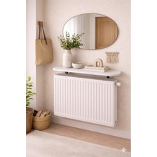 HNC Home Petek Üstü Dresuar 80X18 cm Radyatör Rafı Kitaplık Oval Kenarlı Petek Üstü Antre Mutfak Salon Rafı