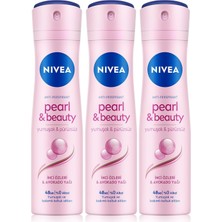 Nıvea Kadın Sprey Deodorant Pearl&beauty, Ter ve Ter Kokusuna Karşı 48 Saat Anti-Perspirant Koruma 150ML x 3 Adet, Pürüzsüz Koltuk Altı, Avantajlı Paket