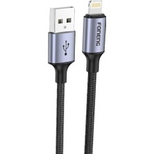 X95 3A USB To Lightning Şarj Data Kablosu Ip Örgülü 1,2m Siyah