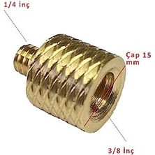 1/4 Inç, Monopod, Kamera, Mikrofon, Projektör Vidasını 3/8 Inçe Dönüştürücü Adaptör, Sarı, Pirinç