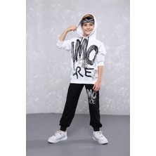 Özgür Kids Yazı Baskılı Kapüşonlu Ikili Erkek Çocuk Takım