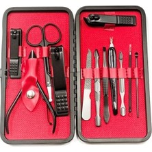 Neystore 12 Parça Paslanmaz, Koruma Çantaıı, Manikür ve Tırnak Bakım Seti (Siyah)