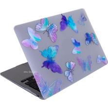 MacBook Air 13 Kılıf A1932 A2179 A2337 M1 Çip Uyumlu Mat Tpu Sert Kapak Çizilmez Lazer Uv Baskı Çiçek Desenli Canlı Renkli Koruma Mor