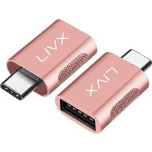 Livx USB 3.0 To Type-C Çevirici Dönüştürücü Otg Adaptör Rose Otgrg Ikili