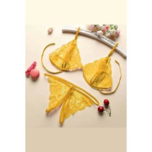 Kadın Sarı Dantelli Sütyen Külot Takımı - Modern, Konforlu ve Günlük Kombinlere Uygun