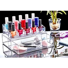 Deconox 15 Gözlü Akrilik Çekmeceli Oje ve Manikür Seti, Çekmeceli 15 Gözlü Oje Ruj ve Makyaj Organizeri