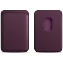 - Uyumlu Magsafe Deri Cüzdan Kartlık, Derin Mor, Manyetik Bağlantı, Şık ve Ince Tasarım, 3 Kart Kapasiteli Deri Aksesuar