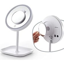 Land Of Myth - 1x+5x Zoom 23 LED Işıklı Makyaj Aynası, 360° Döner, Dokunmatik Sensörlü, Kablolu – Kablosuz Kullanım