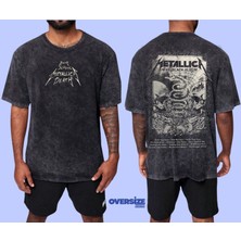 Metallica Yıkamalı Over Size Tişört L