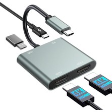 Lbsc USB C - Çift HDMI Adaptörü - 4K@30Hz Çift Monitör HDMI Adaptörü, 100W Pd Şarj, Usb3.0 5gbps ve Thunderbolt 3 Dizüstü Bilgisayar/tablet Için Uyumlu