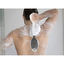 Seahome Çift Taraflı Banyo Duş Vücut Fırçası Yumuşak Uzun Saplı Sırt Kese Masaj Fırçası Pembe Renk 152GP